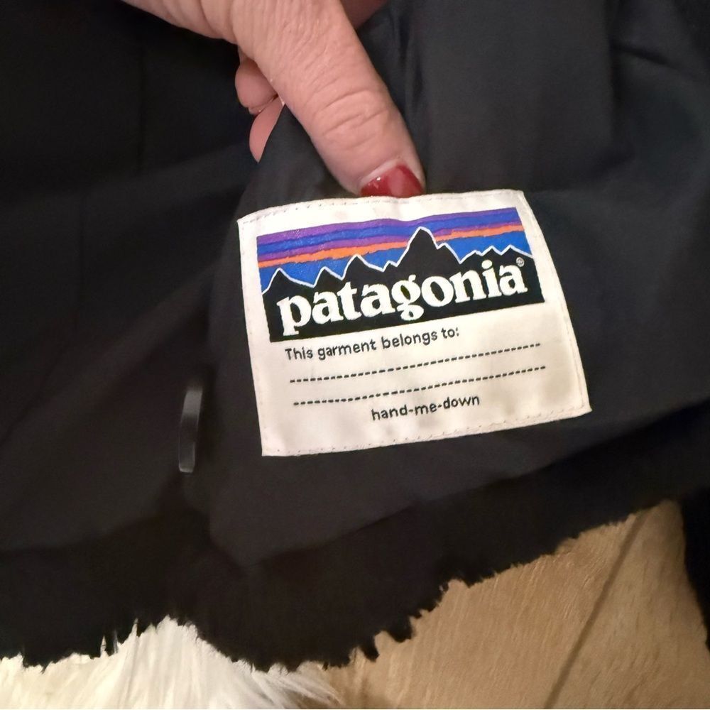[Patagonia] Black Chenille Pelage High Pile Fleece Collared Jacket Girls Size 10 - Picture 4 of 5